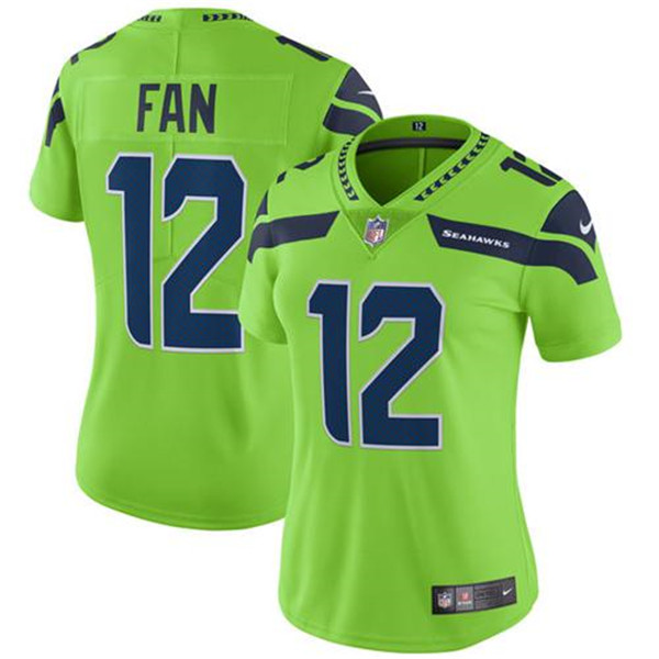 Women's Seattle Seahawks #12 Fan Green Vapor Untouchable Limited Stitched NFL Jersey
